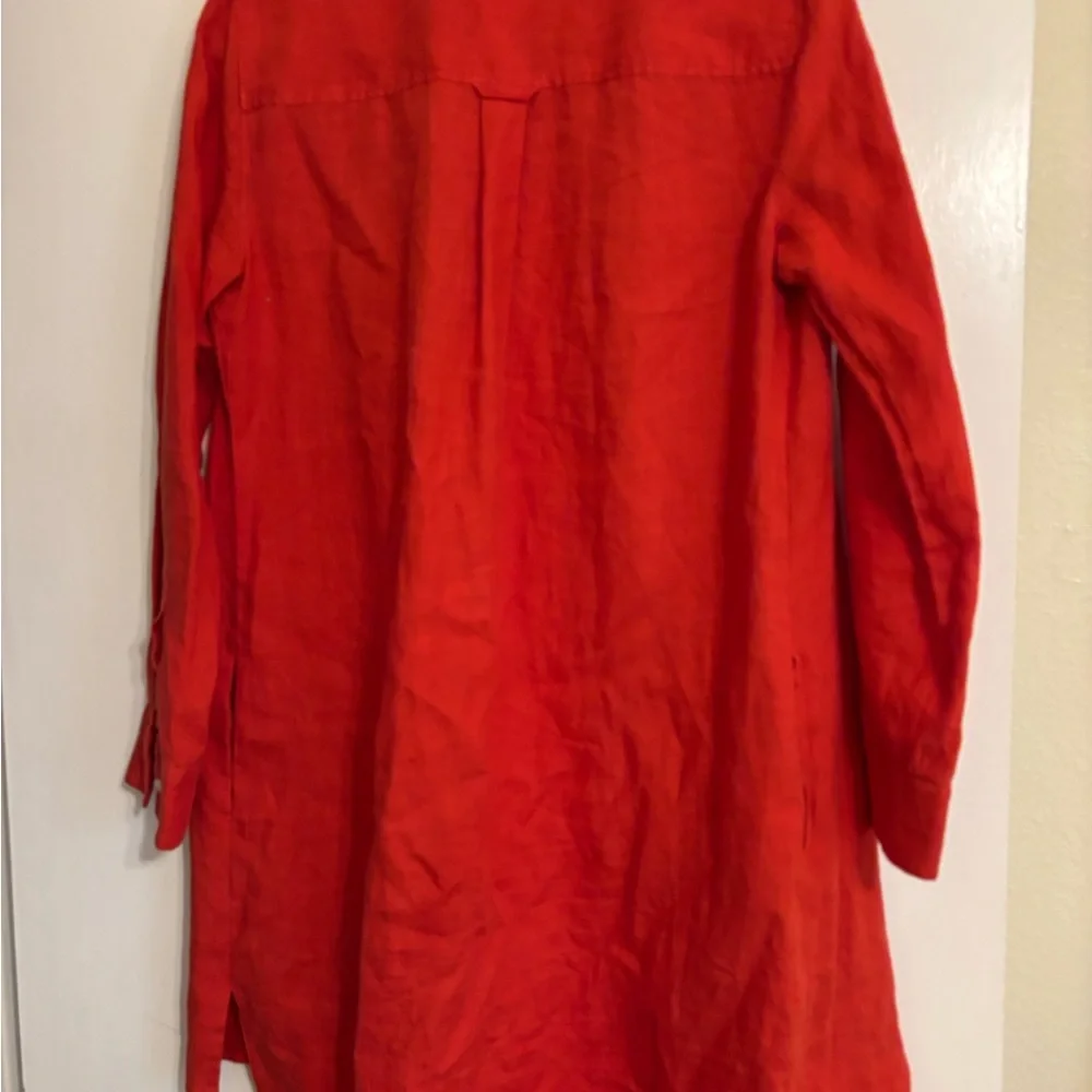 Banana Republic Alexi Linen Shirt Dress size 4 tomatoes red - Picture 2 of 9